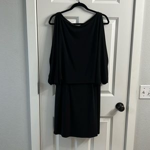 Jessica Simpson Dress Black Draped Batwing Blouson Open Back Above Knee Size 14